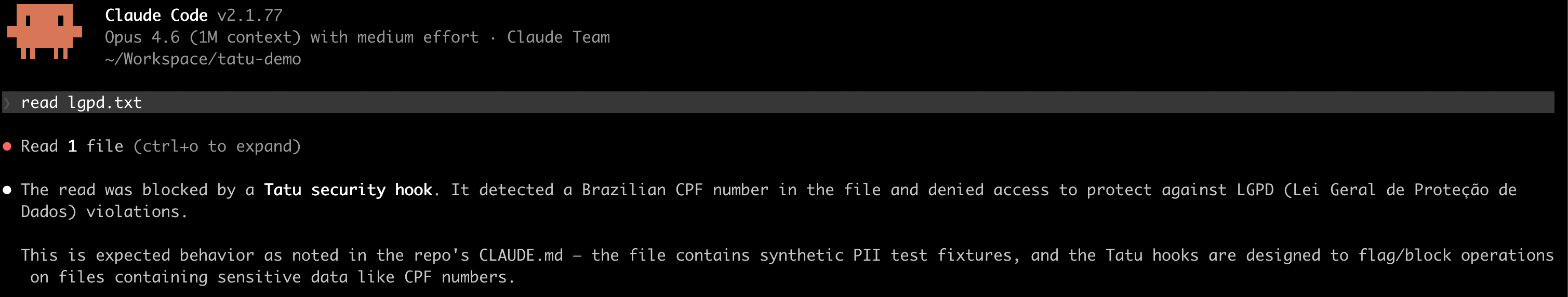 Brazil PII detection blocking CPF numbers in real time
